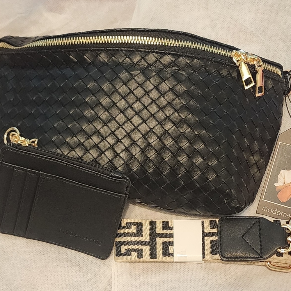 Rory Leather Woven Crossbody Bag - Picture 2 of 8